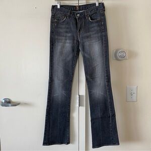 7 For All Mankind Bootcut Jeans Size 26 Black Faded Low Rise Made USA